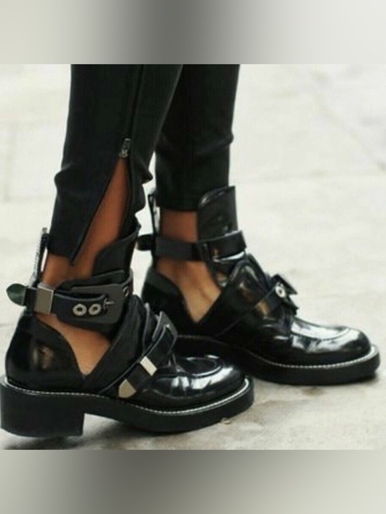 Balenciaga Shoes - Balenciaga Black Leather Ankle Boots with Stud Detailing